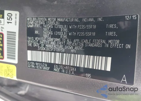 2015 Toyota Sienna Xle 7 Passenger из США, поврежденный, VIN 5TDDK3DC5FS128158